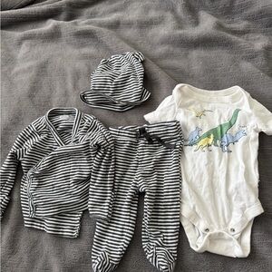 Baby GAP Striped Black and White Baby One Piece Set